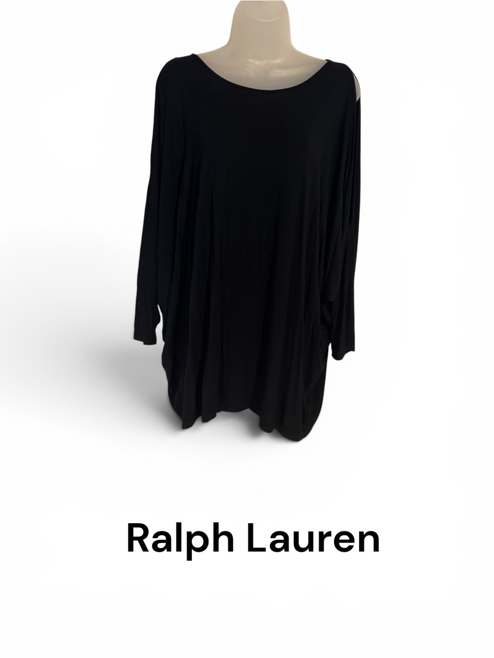 Ralph Lauren Black Cold Shoulder & Upper Arm Casual Top PLUS: 2X #L - Picture 1 of 6